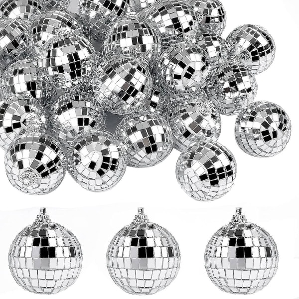30 ST Spegel Disco Balls, 2 Tommer Sølv Reflexspegel
