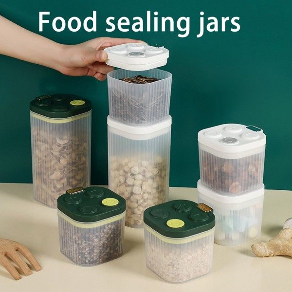 IC 600 ml lufttät burk, klar, stor kapacitet, med ventilationslock, spannmålsbehållare, förvaringslåda