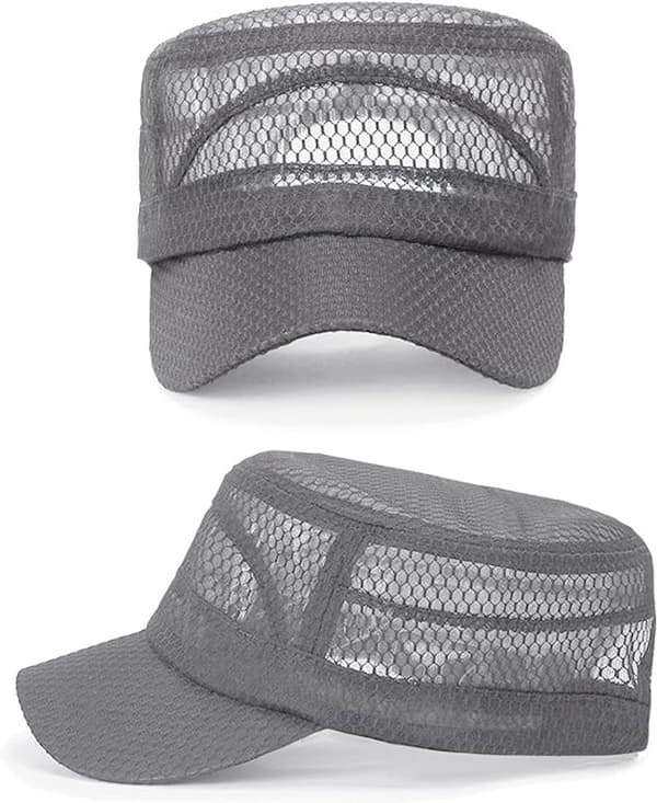 Åndbar Mesh Baseballkasket, Justerbar Militærstil, UV-resistent, Til Sport, Vandring Og Rejser, Grå, 56-60 cm