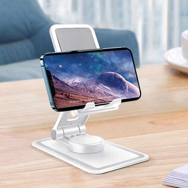 IC 360° Roterende Tablet Mobiltelefon Stativ Skrivebordsholder Bærbar La Sort