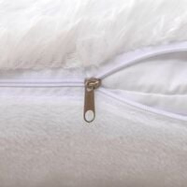 Set med 2 Lyxiga Pälssoffaöverdrag Dekorsoffa Hem Sovrum Säng Supermjuk Plysch Dekorativt Case 40X40cm 16X16 tum, Vit