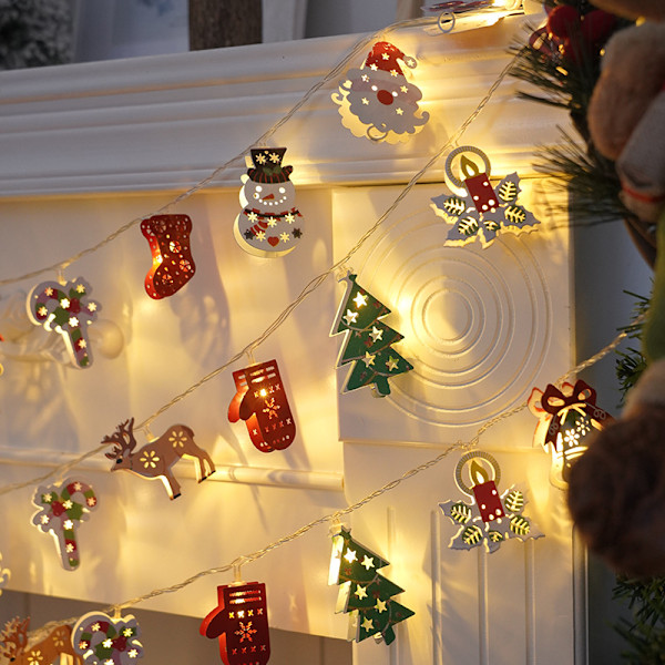 Julelys med LED-lys, små lyslenker, julelys, jernjulepynt, juletrærlyslenke 金色松果 【USB】6米40灯