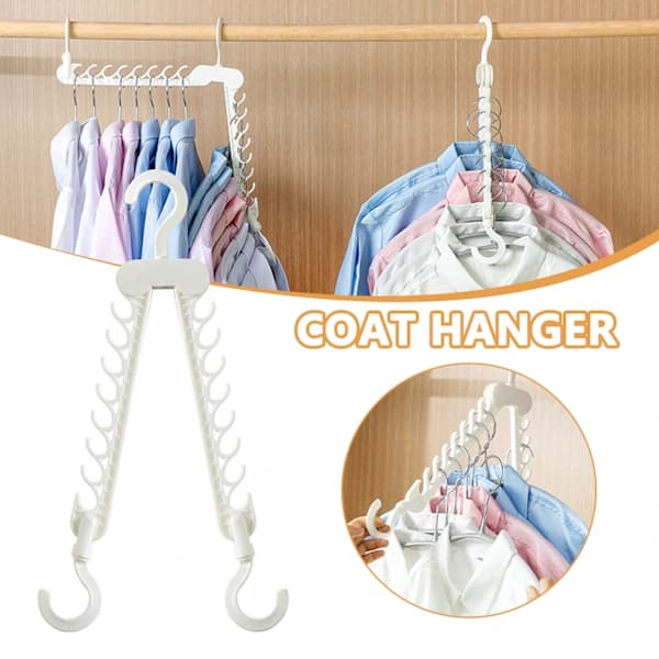 Foldable Clothes Hanger with Multi Wet and Dry, Dual Function, Anti-Drip Hanger for Wardrobes, Home, White White White