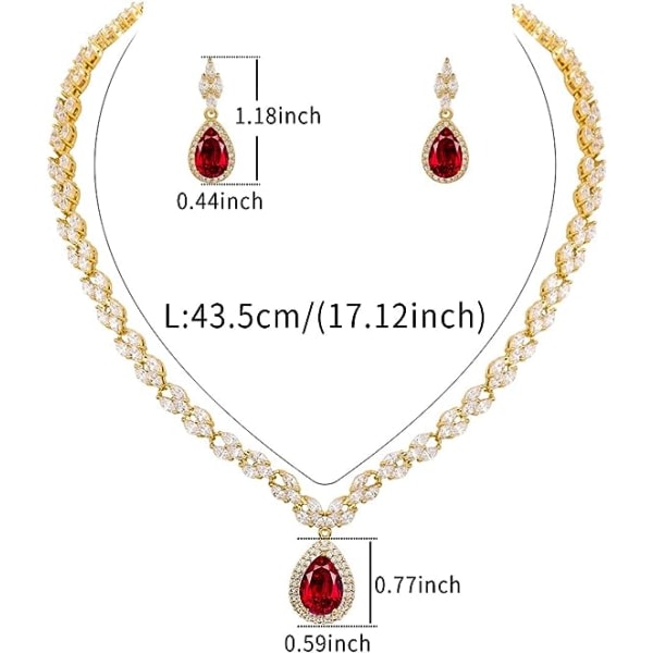 IC Vitguld/guldpläterade kvinder Cubic Zirconia CZ Marquise Teardrop Bridal Tennis Halsband og Drop Örhänge Set for bröllopsbrudar