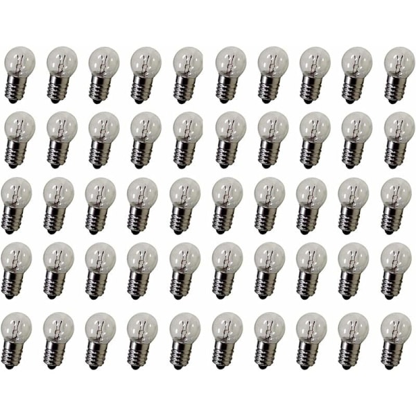 DC 50 st E10 2.5V 0.3A Varmvitt Ljus Glödlampa Miniatyr Glödlampor Skruvsockel