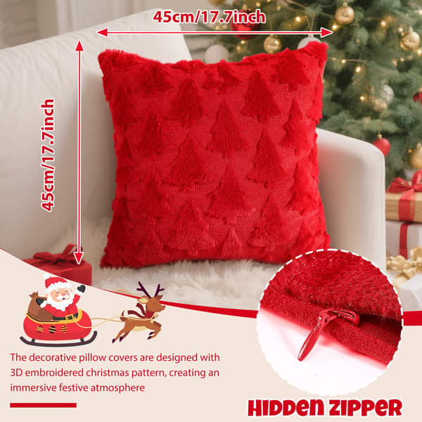 Set med 2 julkuddöverdrag 45x45cm Mjuk Kort Sammet Soffkudde 3D Mönster Kuddfodral Lyxig Dekorativ Vardagsrum Sovrum Julgran