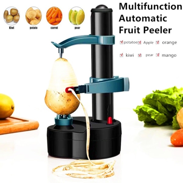 Elektrisk Grönsaks- och Fruktskalare, Automatisk Rotationsfunktion, Vit