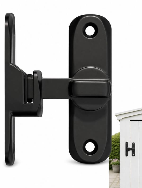 Skydedørslås, 90/180° Design, Mat Sort, 3 Mm, Til Skure, Haveporte, Skabe Og Køkkener