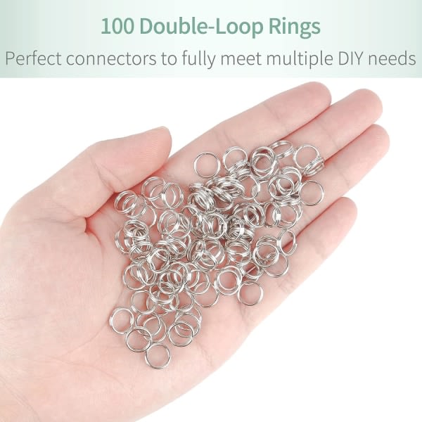 100 stycken 10 mm Mini Split Jump-ringar med dubbla öglor Små metallringar Anslutningar för smycken, halsband, armband, örhängen IC