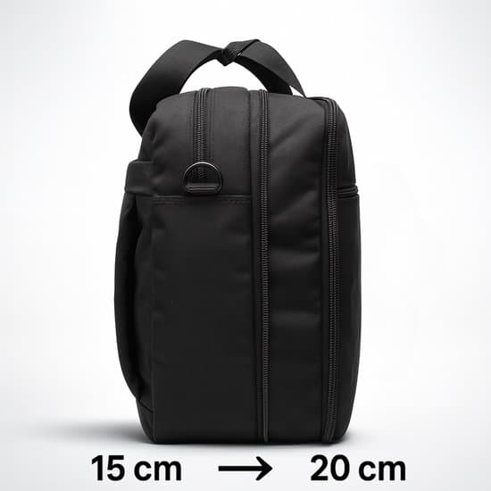 Udvidbar computertaske 15,6 tommer, under-sædet håndbagage rejsemappe med smart sleeve, 600D polyester, sort til forretningsrejser