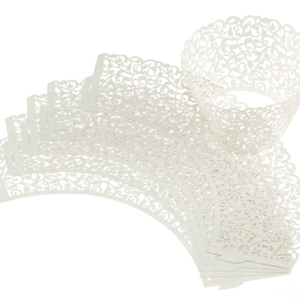 IC 50 filigran Little Vine Lace Cupcake Wrapper Liner Bagekop rød