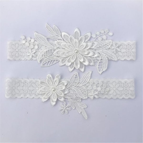 2 stk./sæt Dame Bryllup Brude Blonde Strømpebånd Bælter Seler Festtilbehør Gaver White