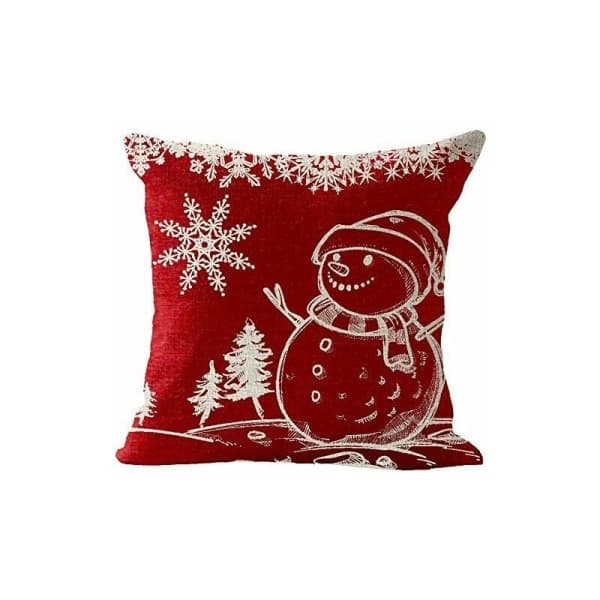 IC Kuddfodral Merry Christmas Set med 4 Bomull och Linne Case Vinter Xmas Älg Slott Snögubbe 45 x 45 cm