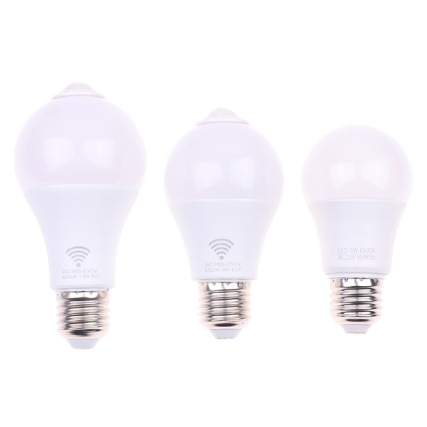 IC E27 PIR Bevægelsessensorlampe 5W 9W 15W LED-lampe med Motion Sensor Hvidt lys 15W induktion