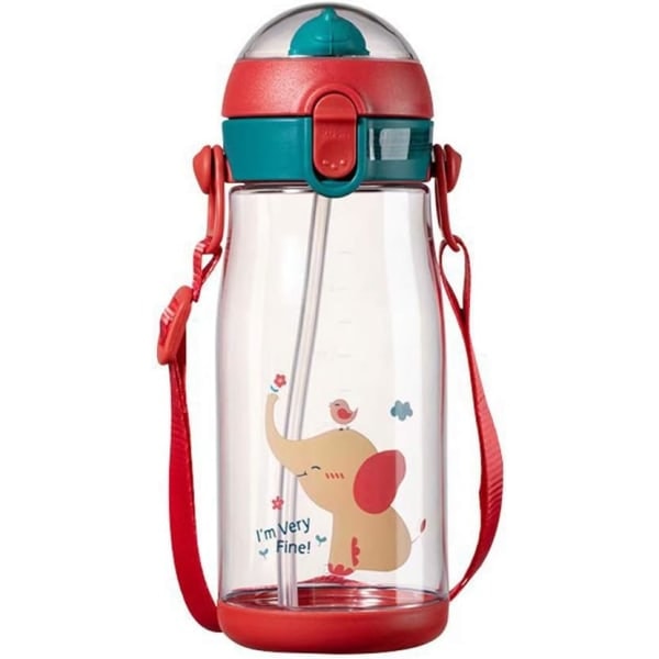 IC 18OZ Barnvannflaske med halm, lekkasjesikker flip-lock, BPA-fri