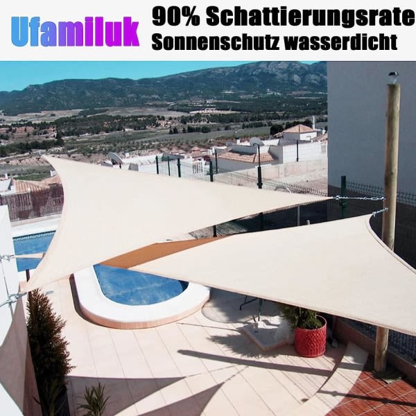 IC Vandtæt Solsejl 95% UV-beskyttelse Åndbar Vandafvisende Dug til Terrasse Udendørs Have Pool Rektangulær Grå 3x3m