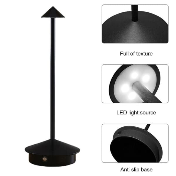 Sladdlös USB-uppladdningsbar bordslampa LED Touch Dimbar nattlampa i sovrummet guld