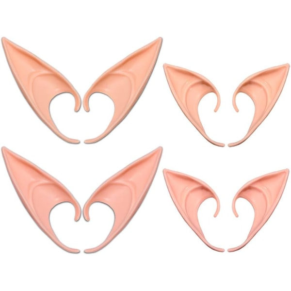 Elf öron 12cm & 10cm, (4 par Latex Fairy Latex öron), Elf öra Cosplay, Elf öron
