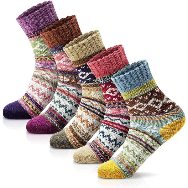 5-pack vintervarma tjocka mjuka julklappsstrumpor