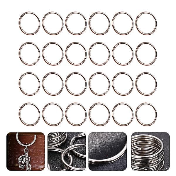 24 stk Nøgleringe Flad Nøgleringe Metal Nøgleringe DIY Nøgleringe (2,5x2,5 cm, sølv) IC