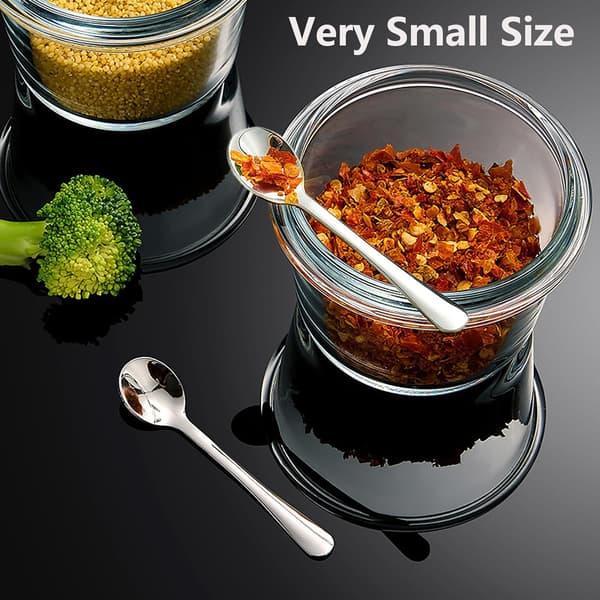 8 Mini Kryddeskjeer i Rustfritt Stål - 7.3cm - For Salt, Sukker og Honning