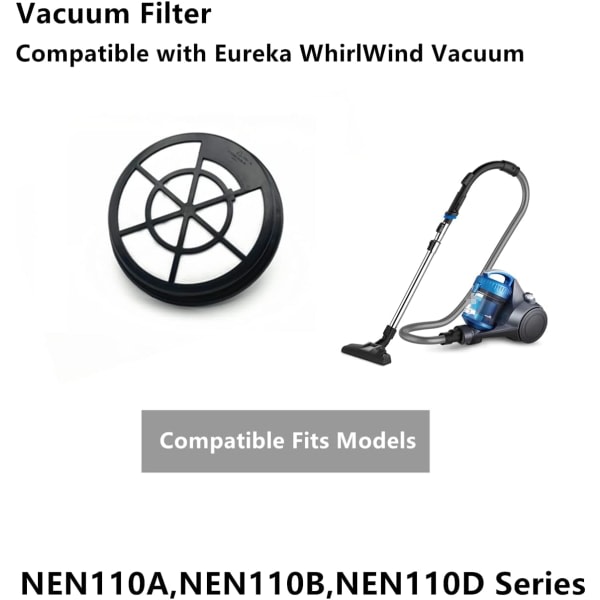 IC Vakuumfilter kompatibelt kanssa Eureka WhirlWind påslös kanisterdammsugare, passar NEN110A, NEN110B, NEN110D (2-pack)