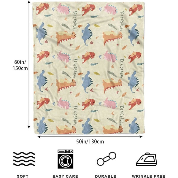 IC Dinosaurie-tæppe til drenge Piger Dino gaver til børn Blød fleece-tæppe Alle årstider Børn Toddler til dinosaur-elskere 50x60 tommer