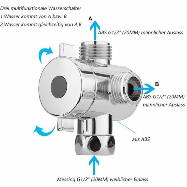 IC Avledningsventil for dusjhode G1/2 tommer, dusjadapter, dusjsystem, reservedel
