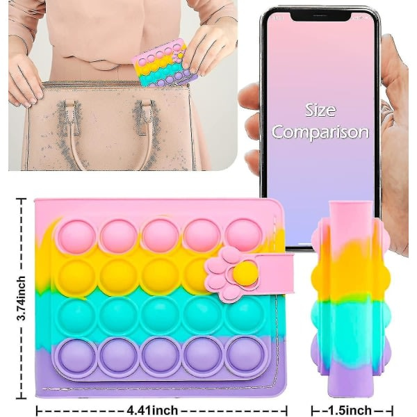 IC Pop Plånbok Plånbok för tjejer Kvinnor Fidget Pops Poppet It Söt Mini Små Regnbågsplånböcker Myntficka Kreditkortshållare Handväska