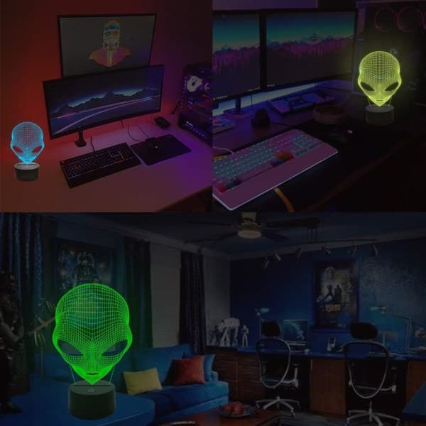 IC 3D Nattlys Alien Illusionslampe, Martian ET Nattlys