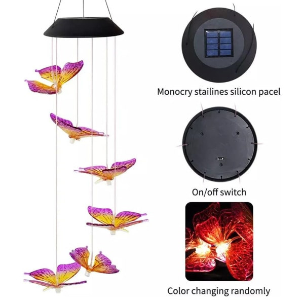 IC Färgskiftande vindspel fjäril, LED-dekorativ mobil, butterfly