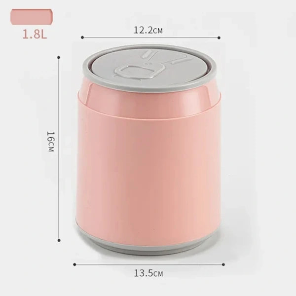 Mini Desktop Trash Can with Lid, Drink Can Shape, 1 pc