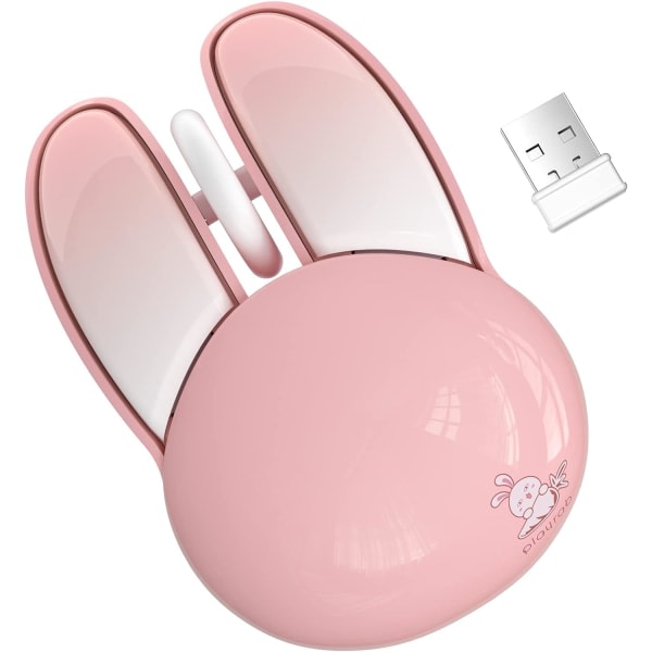 Trådløs mus, sød kaninformed computermus 1200 DPI mindre brus Bärbar USB 2.4G trådløsa möss, godisfarver, Kawaii-mus