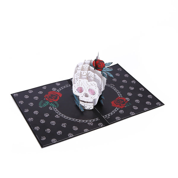IC 3 Halloween Rose Skull Tredimensionel gratulationskort Dark Trend 3D Paper Carving Hollow Gratulationskort