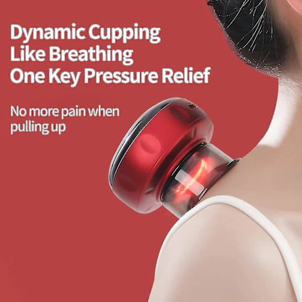 Elektrisk Cupping Terapi Enhed Med Varme Sug Og Rødt Lys Til Muskelsmerter Lindring Hjemmemassage Rød Sort