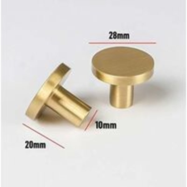 IC Skabsknapper i Børstet Messing, Kommodeknapper i Guld, til Skab, Skab, Badeværelse, Badekar og Køkken, Sæt af 10 (28 mm Svampe)