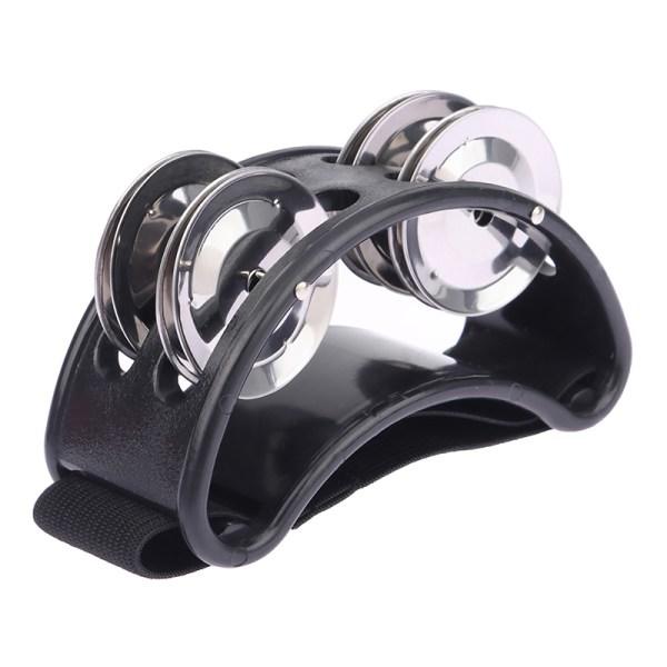 IC Trumma Ackompanjemang Fot Jingle Drum Rattle Tambourine Percussio Svart