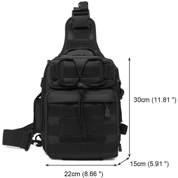IC Tactical Sling Chest Pack Molle Daypack Mini ryggsäck Assault Pack til Camping Vandring Trekking, sort