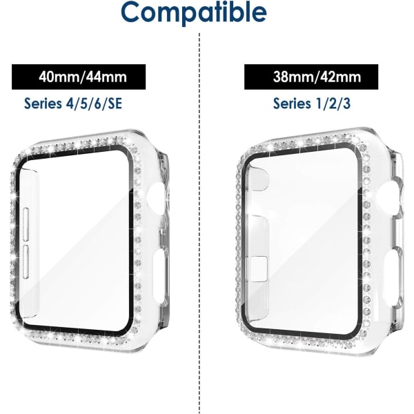 5Pack 38mm Bling- case Inbyggt skjermbeskyttelse i glas Kompatibel med IC