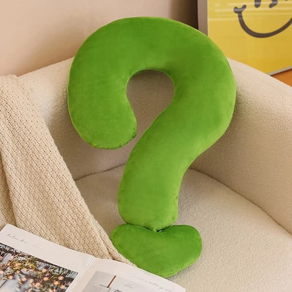 Irregular Decorative Pillow 35x55cm Question Mark Shape Pillow | Large Fun Pillow for Travel Neck Pillow White White