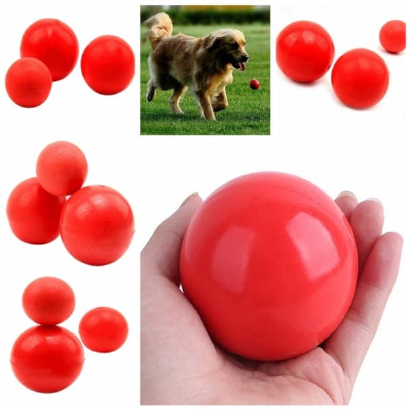 IC Oändligt hållbar solid gummiboll Husdjurskatt Hundträning Tugglek Röd L7cm