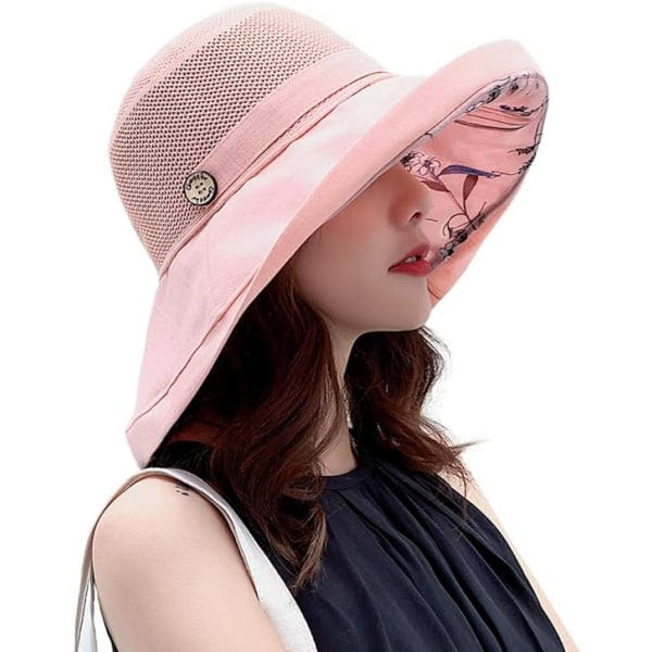 IC Dam Mesh Solhatt Sommar Strand UV-skydd UPF Vikbar Bred Brätte Hakrem