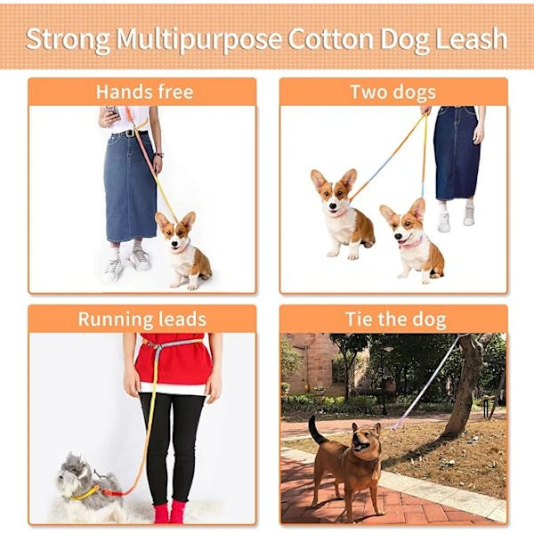 Multifunctional Rope Leash for Dog 250 cm * 1.2 cm with Adjustable Double