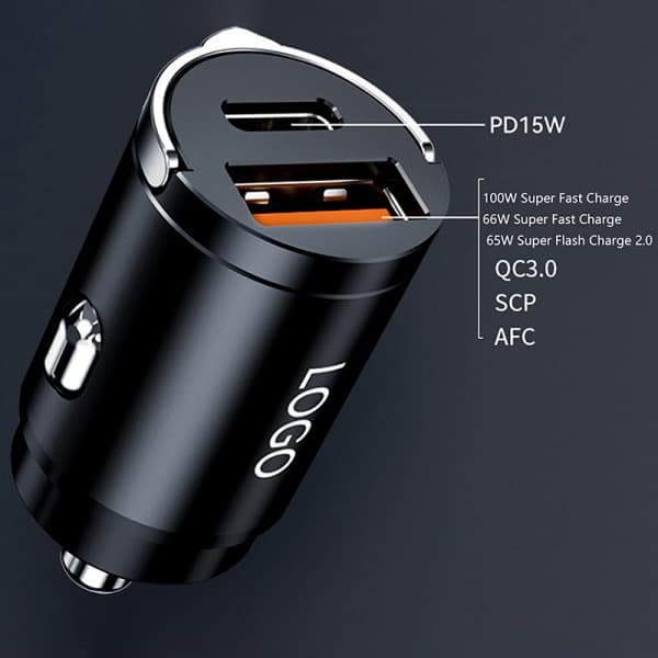 IC 100W bil USB-oplader Super Charge USB-A USB-C Tænder til telefon