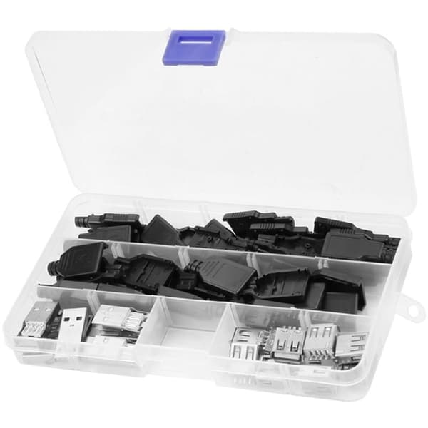 20 st USB 2.0 Typ A Kontakt 4-Pin Plug Adapter med Svart Plastskal, DUBUNS