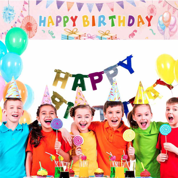 Grattis på födelsedagen Gräsmatta Banner Färgglad Utomhus Dekoration Födelsedagsmönster 7