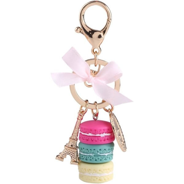 Nøglering i harpiks og legering, sød macaron-formet nøglering i forskellige farver Eiffeltårnet(C) IC