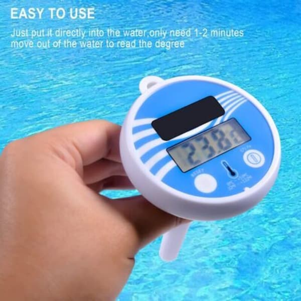 Flydende digitalt solcelledrevet pooltermometer med LCD-display til udendørs og indendørs swimmingpool og spa