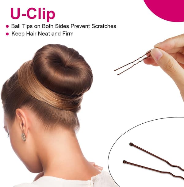 Hårbulle-Donut-Set, 4 st Ringformade Donut-Hårbulleformare med 30 Hårstift, Blond Chignon Donut Hårtillbehör för Flickor 4PCS-Black