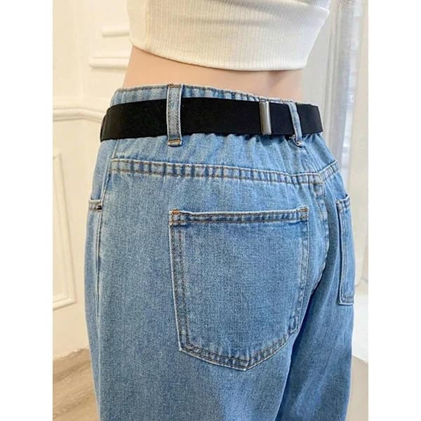 Mode Street Style Elastisk Strækbælte - Justerbart Blomsterbælte til Jeans & Hverdagsbrug (Gavert) Sort Black